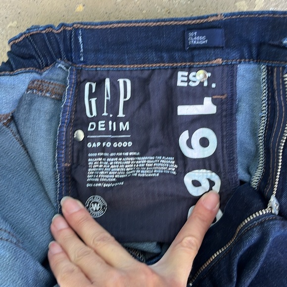 BNWOT Classic straight dark wash tall Gap denim blue jeans - Picture 10 of 14